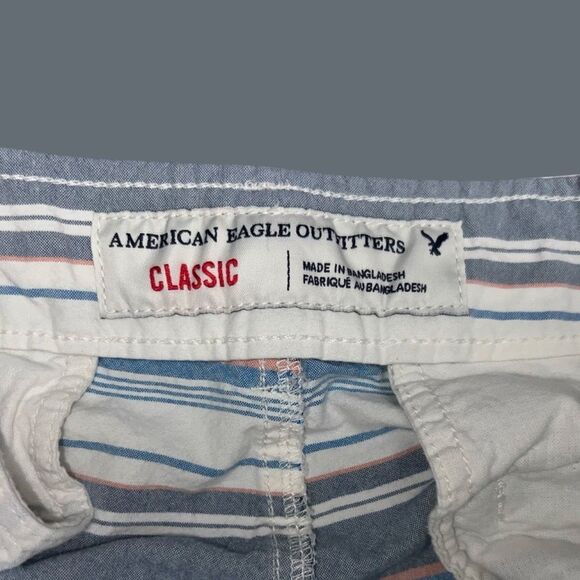 Men’s American Eagle Classic Striped Preppy Chino Shorts Size 34 - Picture 2 of 6